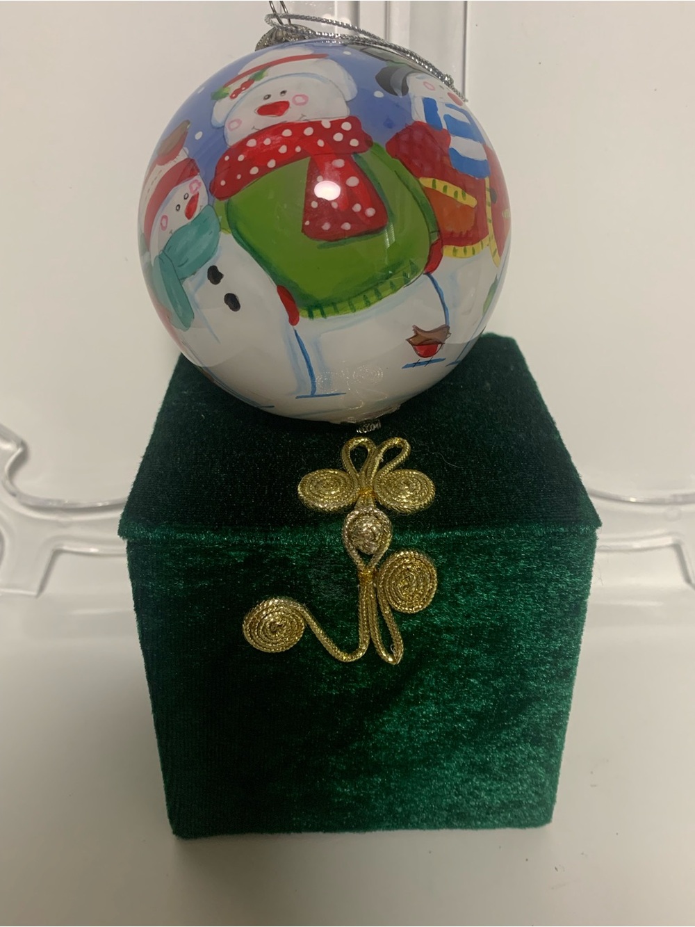 Li Bien 2010 Holiday Snowman Glass Ornament